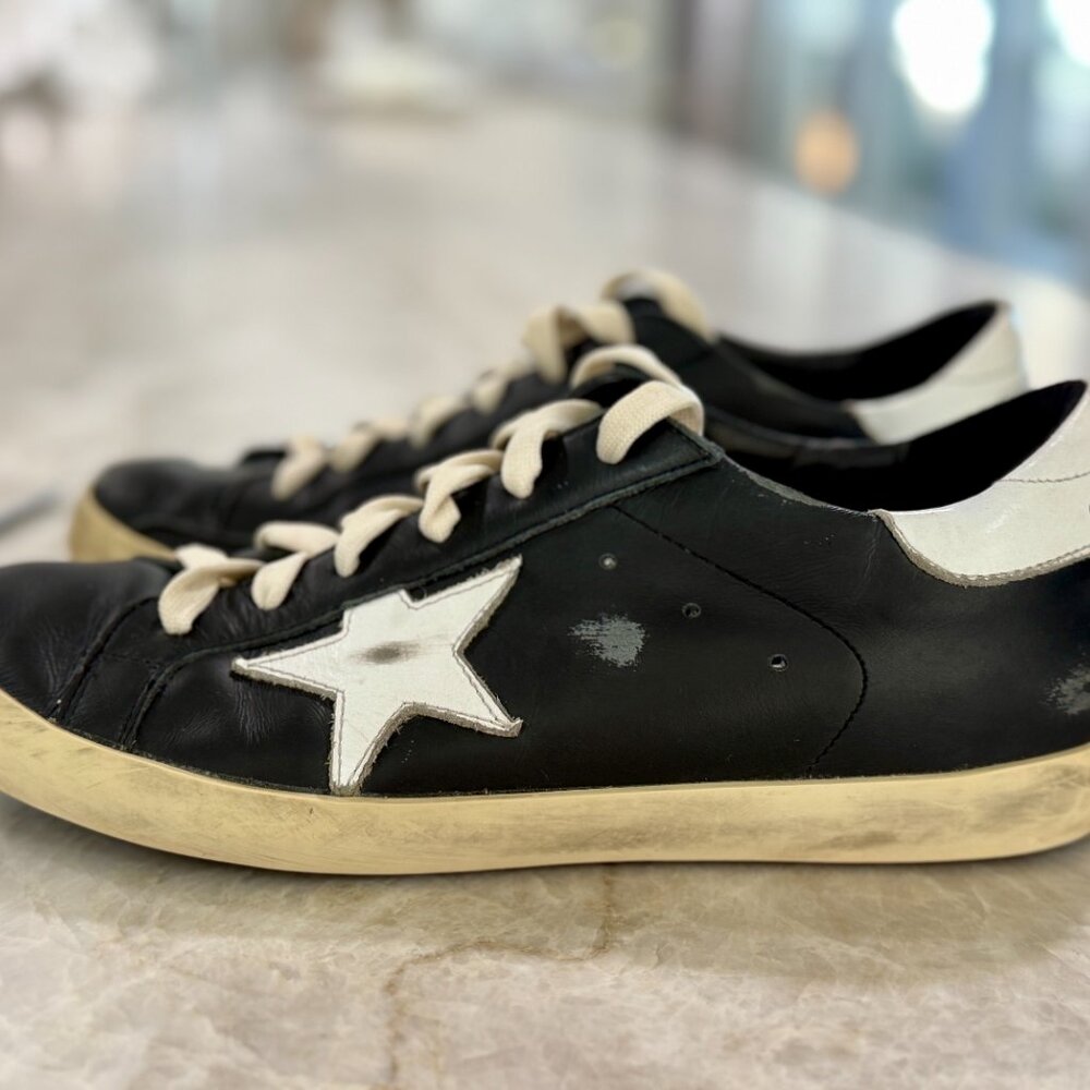 LIKE NEW Golden Goose Super-Star Leather Sneakers White Star Size 38/7 - Picture 3 of 11